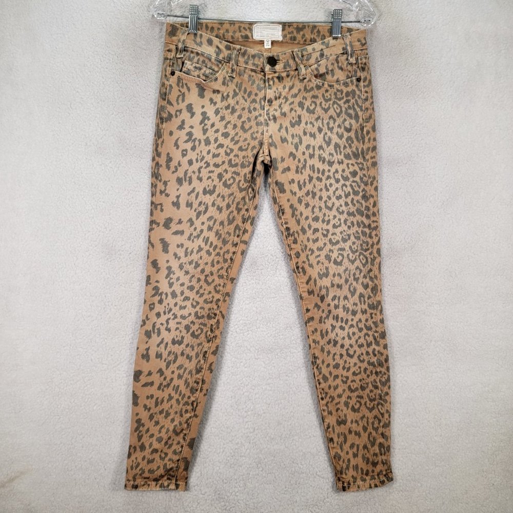 Current Elliot Denim The Stiletto Camel Leopard Stretch Skinny Ankle Jeans